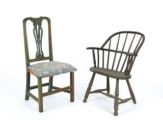 New England Queen Anne dining chair, together with