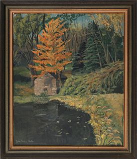 Oil on canvas landscape, signed John Andrew Parke,