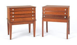 Two Victorian walnut spool chests, late 19th c.