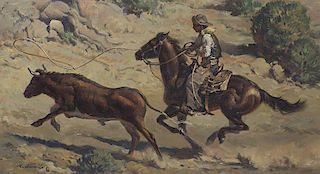 Roy Grinnell b. 1933 CAA, SAHA | Roping the Stray