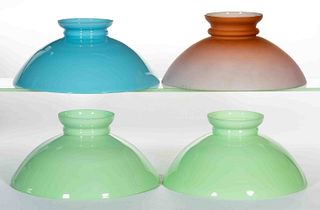 OPAQUE GLASS STUDENT LAMP SHADES, LOT OF FOUR
