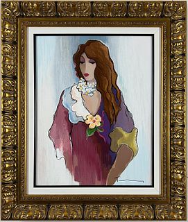 Itzchak Tarkay - Simply Stunning - Framed Serigraph in color on Canvas