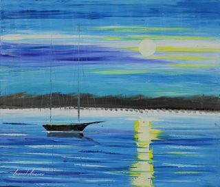 Leonid Afremov - BLUE OCEAN - Original Oil On Canvas