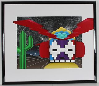 Stan Soloman - Kachina Dolls with Cactus - Framed Original Acrylic Painting on Canvas