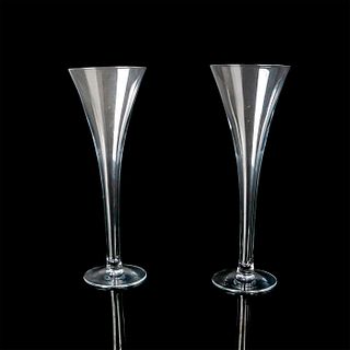Pair of Vintage Tall Glass Champagne Flutes