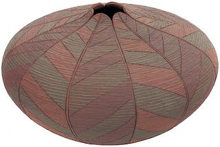 Richard Zane Smith b. 1955 | Incised Polychrome Pot with Leaf Design