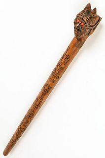 Milton Jews (American, b. 1932) Carved Wood Cane