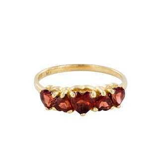 Designer Yellow Gold and Red Garnet Heart Ring