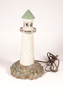 Vintage Cast Zinc Lighthouse Lamp