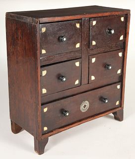 Whaler Made Miniature Chest of Drawers, 19th Century