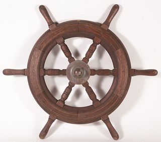 Vintage Oak Six Spoke Captain's Ship Wheel