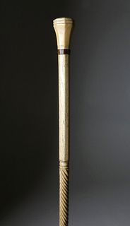 Whaleman Made Paneled Knob Walking Stick, 19th Century