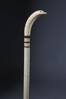 Whaleman Made Bird Head Handled Walking Stick, 19th Century