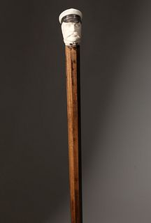 Whaleman Made Captain Portrait Walking Stick, circa 1870