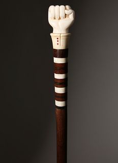 Whaleman Made Clenched Fist Walking Stick, circa 1870