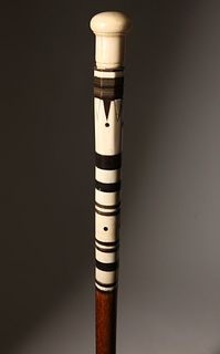 Whaleman Made Mushroom Grip Walking Stick, circa 1860