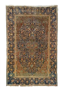 NO RESERVE -  Antique Dabir Kashan Rug 4'3" x 6’9 (1.30 x 2.06 M)
