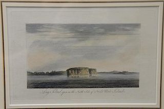 Hand colored engraving, Long Island, open on the north