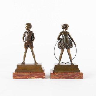 Ferdinand Preiss Bronzes, 'Hoop Girl' & 'Sonny Boy'