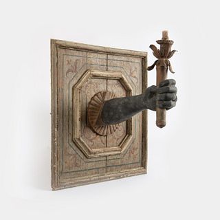 Early Blackamoor Wall Sconce with Carved Arm and Torch