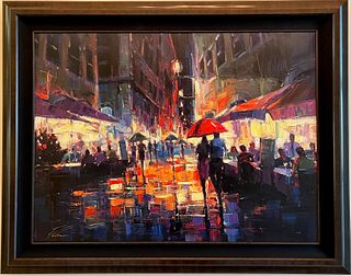 Michael Flohr - Italian Rain - Framed Limited Edition Artist Embellished Giclee on Canvas