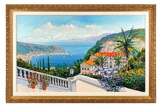 Kerry Hallam - View from the Terrace - Framed original painting on Canvas