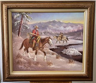Robert Yellowhair Sr. - "Mountain Man" - Framed, Original Oil Painting on Board