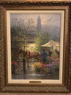 G. Harveys "Early Boston Market" is a framed, Limited Edition Giclee on Canvas