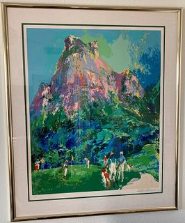 LeRoy Neiman's "International Golf Foursome" is a framed, limited edition serigraph on paper