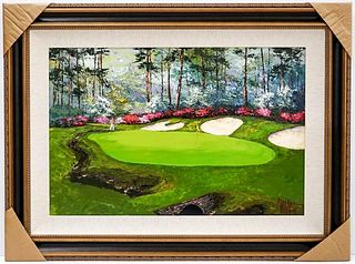 Mark King - "Augusta Hole #13 - Azaela Hole" - Framed, Original Oil Painting on Canvas