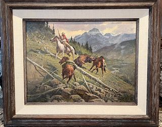 Paul Abram Jr - Untitled - Framed Original Western Oil Painting on Canvas