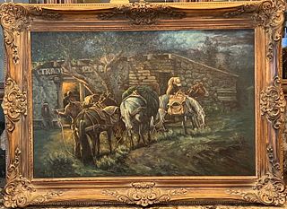 C Niblett (20th Century) - Untitled - Framed Original Western Oil Painting on Canvas