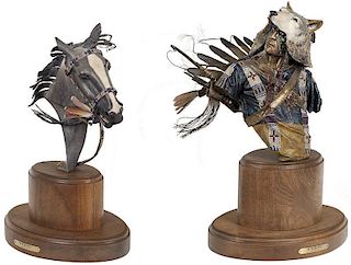 Dave McGary 1958 - 2013 | Eye of the Storm: Indian Bust & Horse Head (set of two) Ed. 11/75