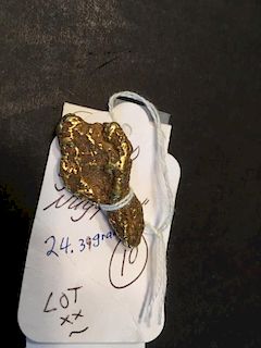 Natural Yellow Gold Nugget.  Weight: 24.39 grams