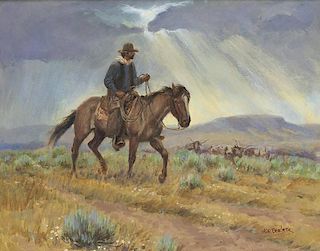 Joe Beeler 1931 - 2006 CAA | Cowboy in a Storm