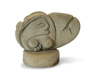 Mary Fuller McChesney (1922-2022), Goddess figure, circa 1960s-1970s, Concrete and vermiculite, 18" H x 21.5" W x 9.5" D