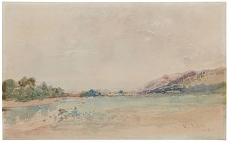 William Keith (1838-1911), "Near San Francisco Bay," 1888, Watercolor on paper, Sheet: 11" H x 17.75" W