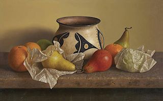 William Acheff b. 1947 AOA, NAWA | Santo Domingo with Pears and Oranges