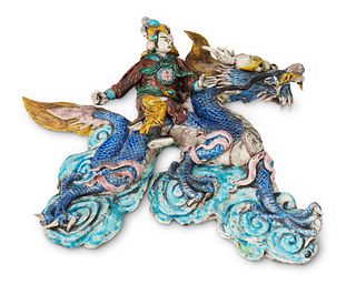 A Chinese ceramic roof tile sculpture