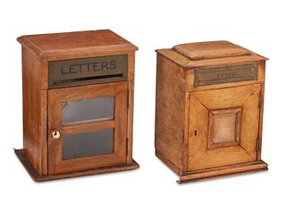 Two English oak postal boxes