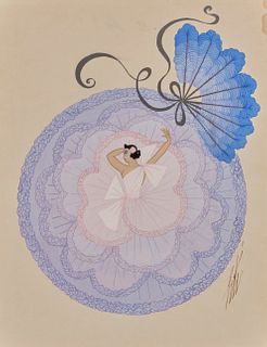 Romain (Erte) de Tirtoff (1892-1990), "Shadows of the Trees," costume design for "In The Bag," 1937, Gouache and ink on paper, Sheet: 10.75" H x 14.75