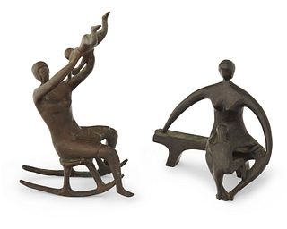 Two modernist bronze figural statuettes by P. Hord