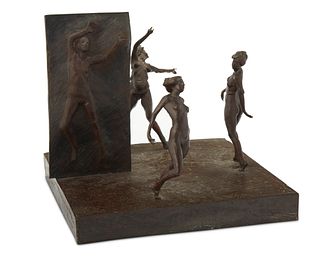 Max DeMoss (b. 1947), Four Dancers, 1983, Patinated bronze, 14" H x 15.75" W x 15.75" D