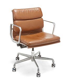 Ray and Charles Eames (1912-1988 and 1907-1978), The Group Executive Chair for Herman Miller, late 20th century, Aluminum and leather, 33.5" H x 23.12