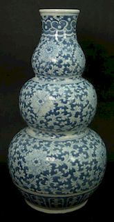 Old Chinese Blue and White Three Gourds vase, 34 cm high