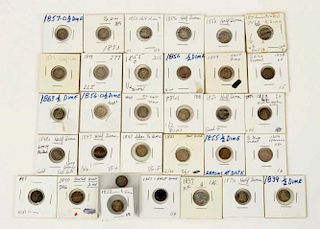 Lot Of 32: Seated Liberty Half Dimes.