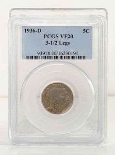 1936-D  3-1/2 Legged Buffalo Nickel.