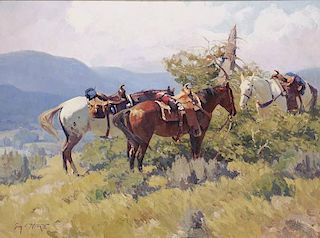 Jim C. Norton b. 1953 CAA, NWR | Saddled Ponies