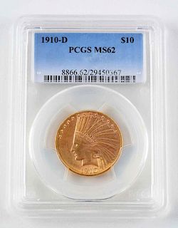 1910 D 10$ Gold Indian Coin.