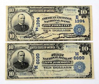 Lot Of 2: National Currency 10$ Notes.